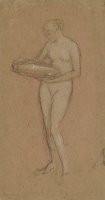 Standing Female Nude a Holding Bowl [recto] by James Abbott McNeill Whistler